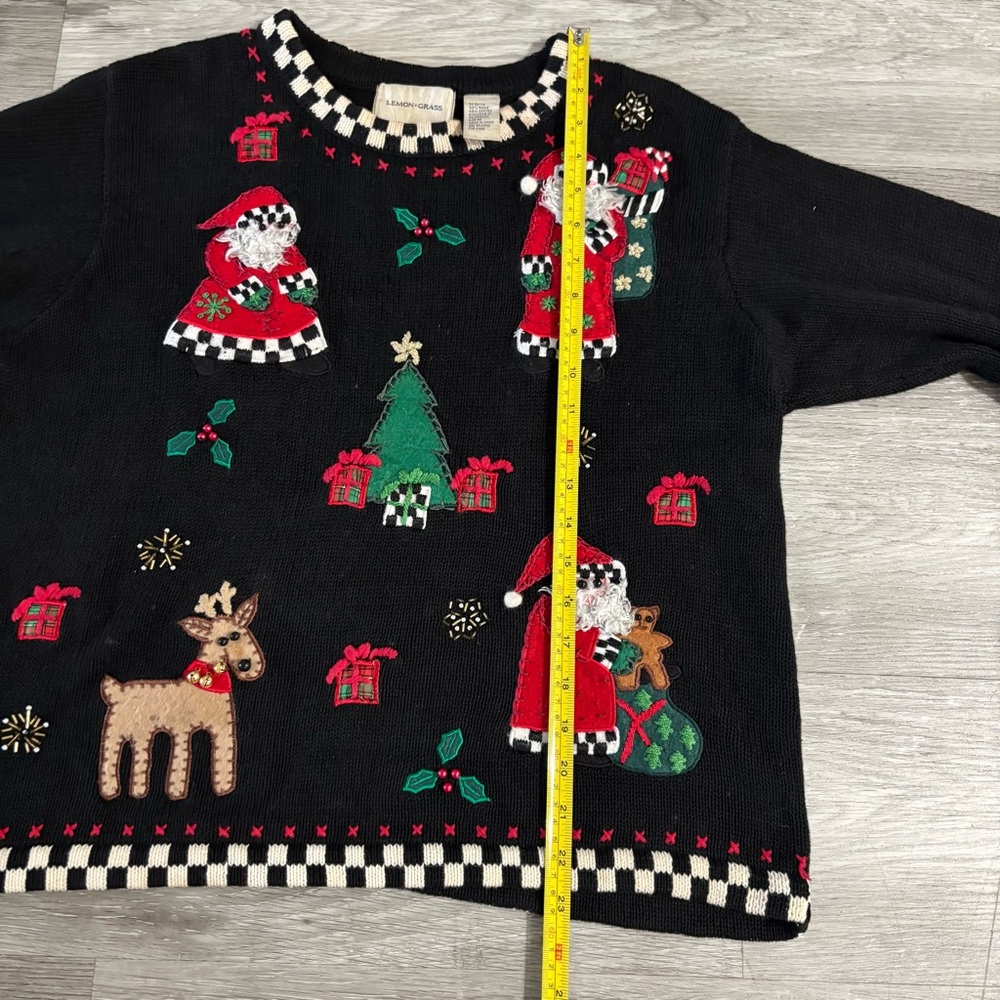 Vintage Lemon Grass 90s Ugly Christmas Sweater Size Medium Grandma Core - Picture 3 of 6